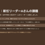 2026年度 チームリーダー研修用マニュアル：スライド見本 心理的安全性の高いチームづくり 総合演習：新人リーダーAさんの課題